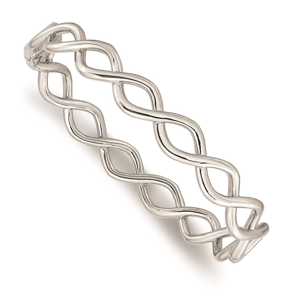 Chisel Brand Jewelry, Stainless Steel Polished Criss Cross Hinged Bangle