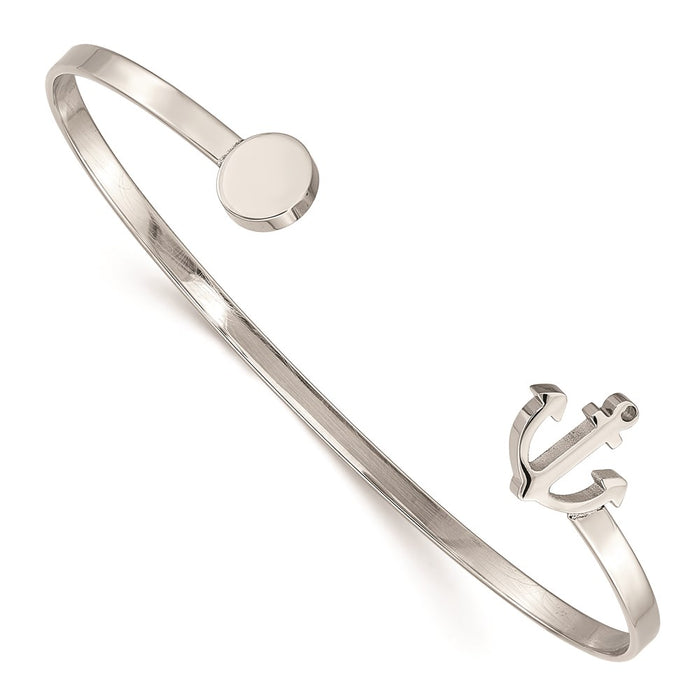 Chisel Brand Jewelry, Stainless Steel Nautical Polished Anchor Adjustable Cuff Bangle