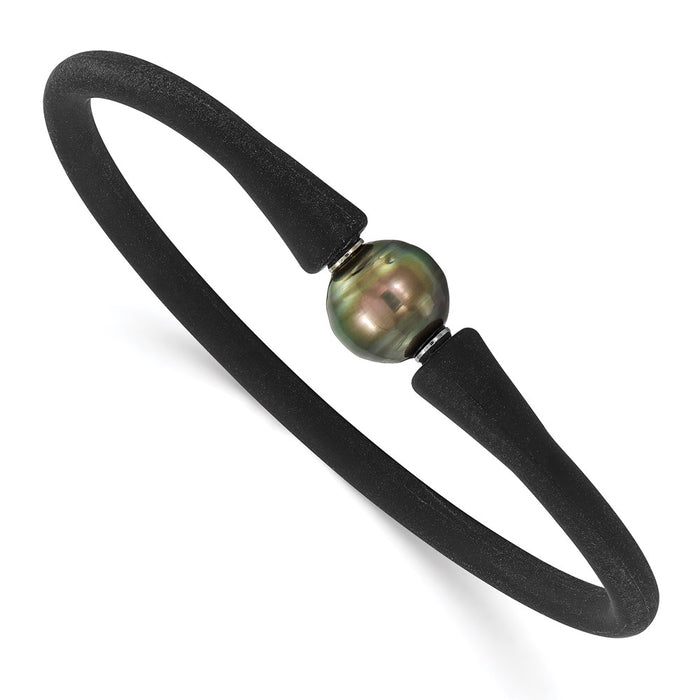 Chisel Brand Jewelry, Stainless Steel Chisel and Silicone 10-11mm Tahitian Pearl Bracelet