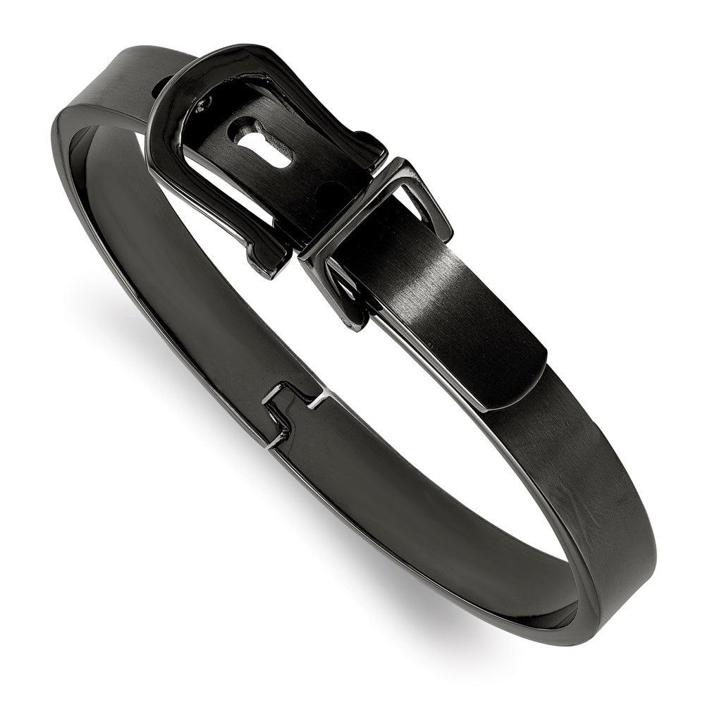 Chisel Brand Jewelry, Stainless Steel Brushed Black IP-plated Buckle Hinged Bangle