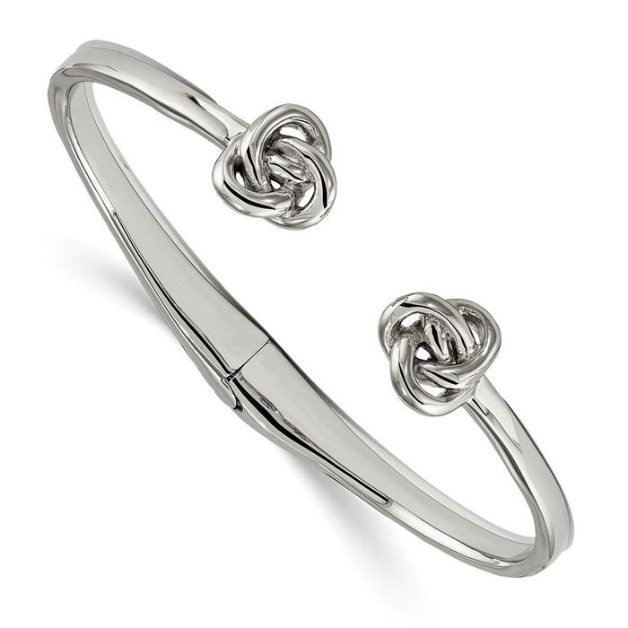 Chisel Brand Jewelry, Stainless Steel Polished Knot Hinged Cuff Bangle