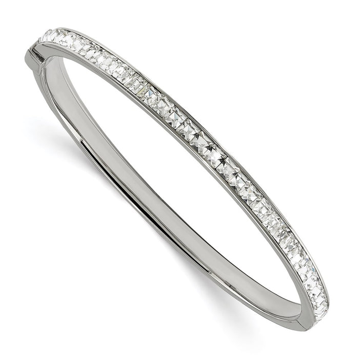 Chisel Brand Jewelry, Stainless Steel Polished with Preciosa Crystal Hinged Bangle