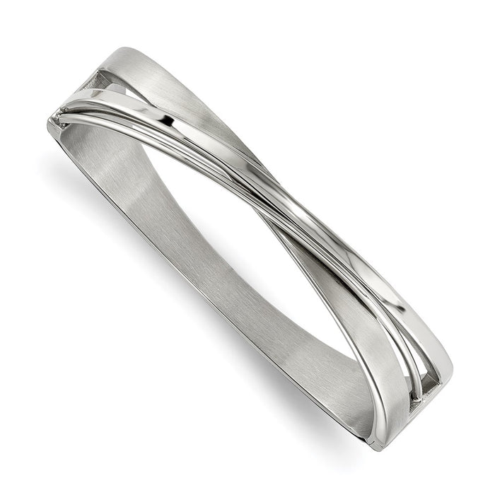 Chisel Brand Jewelry, Stainless Steel Brushed and Polished Twisted Hinged Bangle