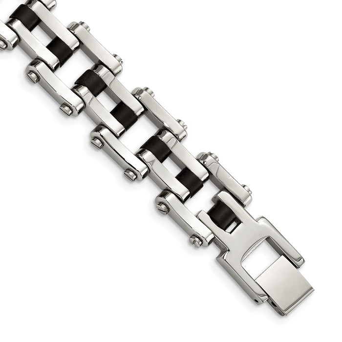 Chisel Brand Jewelry, Stainless Steel Black Rubber 8.5in Men's Bracelet
