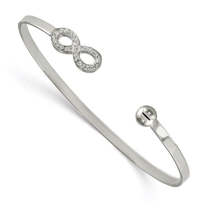 Chisel Brand Jewelry, Stainless Steel Polished Preciosa Crystal Infinity Cuff Bangle