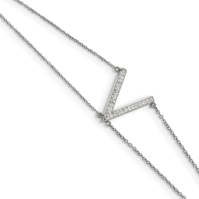 Chisel Brand Jewelry, Stainless Steel Polished with Preciosa Crystal MultiStrand with 2in ext Bracelet