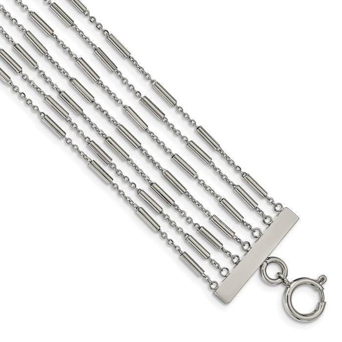 Chisel Brand Jewelry, Stainless Steel Polished Multi Strand 7.5in Bracelet