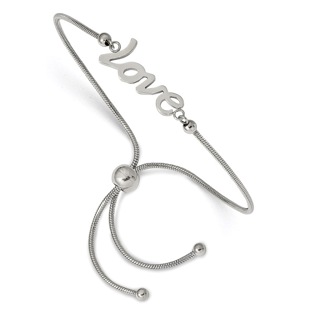 Chisel Brand Jewelry, Stainless Steel Polished LOVE Adjustable Bracelet
