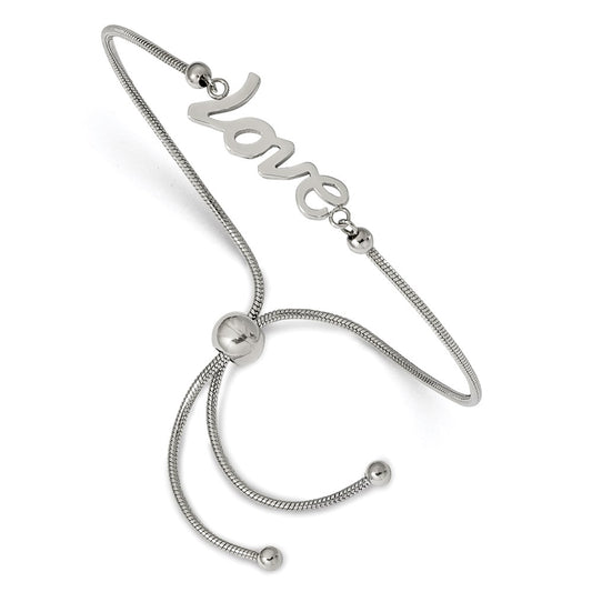 Chisel Brand Jewelry, Stainless Steel Polished LOVE Adjustable Bracelet