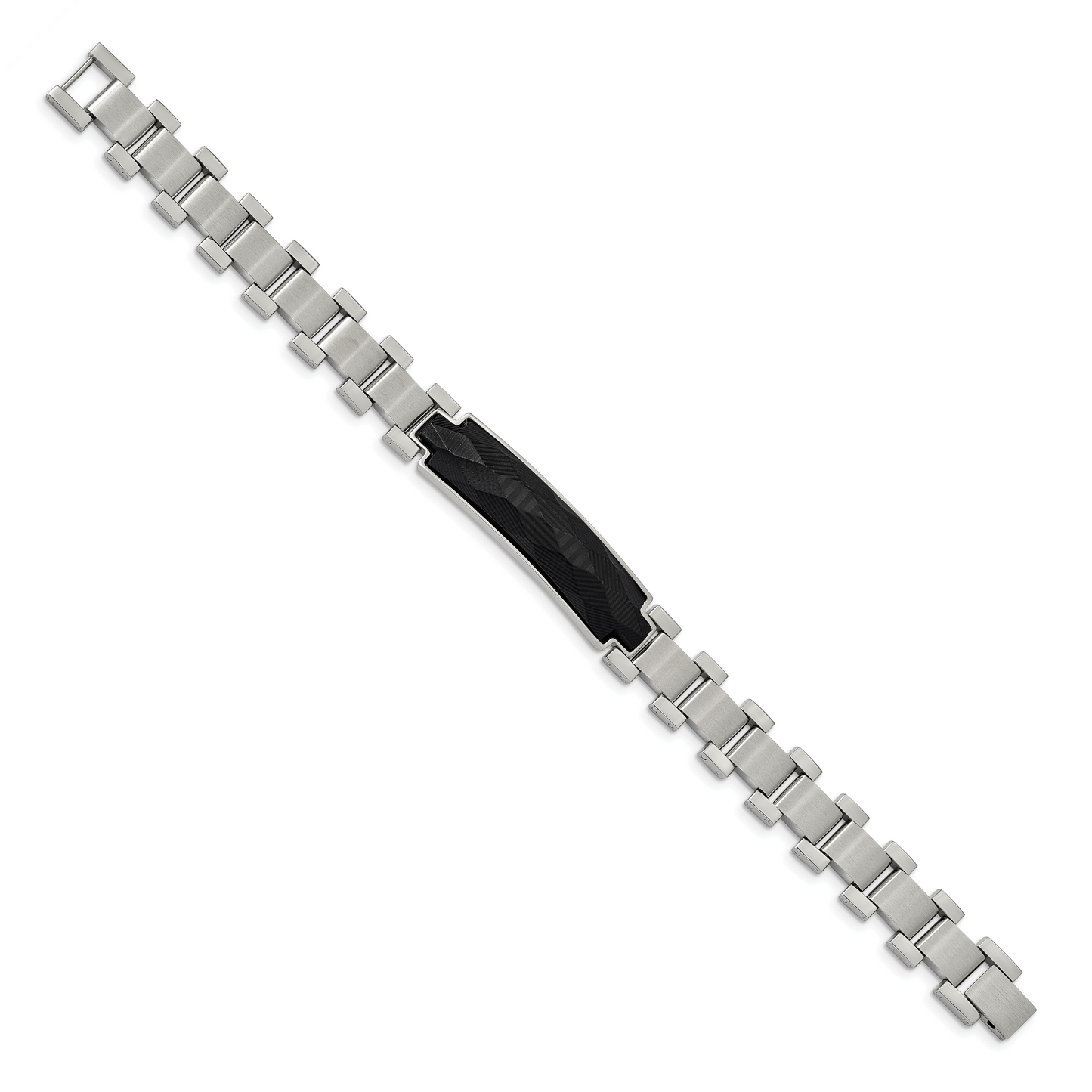 Chisel Brand Jewelry, Stainless Steel Brushed and Polished Solid Carbon Fiber Inlay 8.25in Bracel