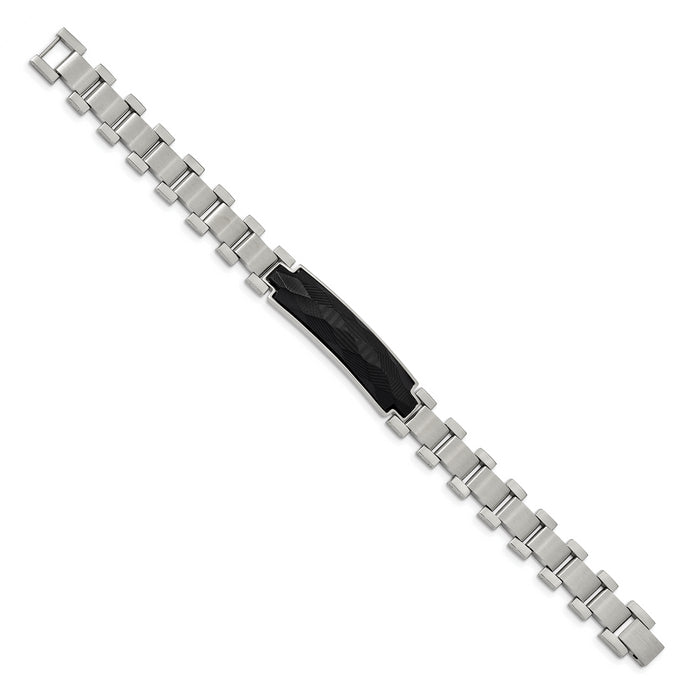 Chisel Brand Jewelry, Stainless Steel Brushed and Polished Solid Carbon Fiber Inlay 8.25in Bracel