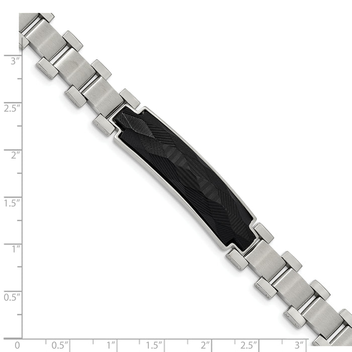 Chisel Brand Jewelry, Stainless Steel Brushed and Polished Solid Carbon Fiber Inlay 8.25in Bracel