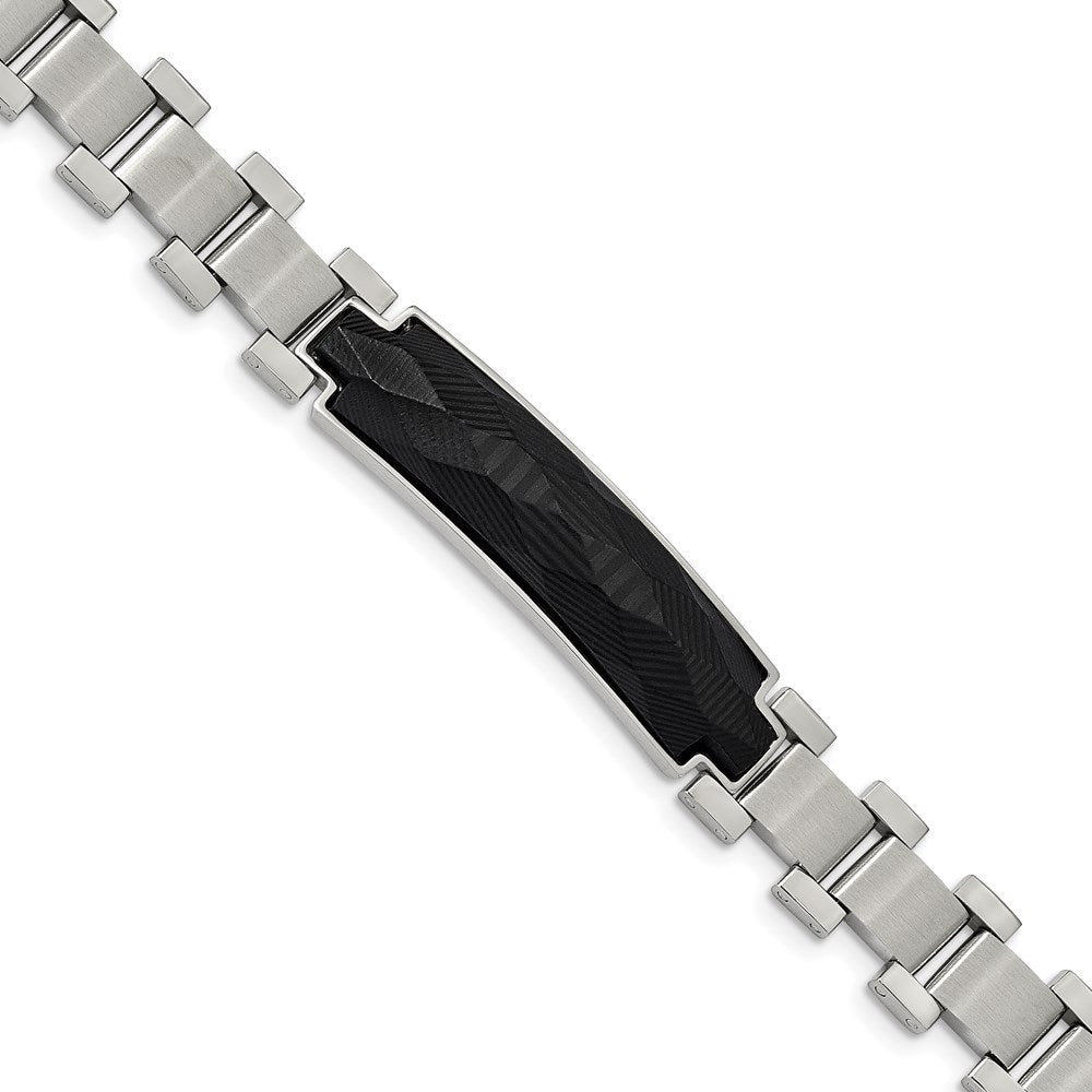 Chisel Brand Jewelry, Stainless Steel Brushed and Polished Solid Carbon Fiber Inlay 8.25in Bracel