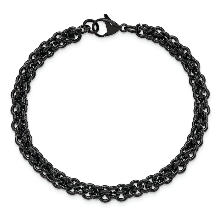 Chisel Brand Jewelry, Stainless Steel Polished Black IP-plated 9in Men's Bracelet