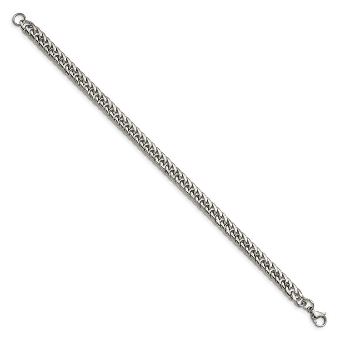 Chisel Brand Jewelry, Stainless Steel Polished 9in Double Curb Chain Men's Bracelet