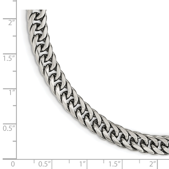 Chisel Brand Jewelry, Stainless Steel Polished 9in Double Curb Chain Men's Bracelet