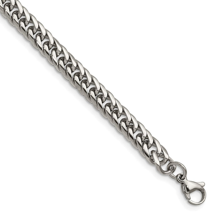 Chisel Brand Jewelry, Stainless Steel Polished 9in Double Curb Chain Men's Bracelet