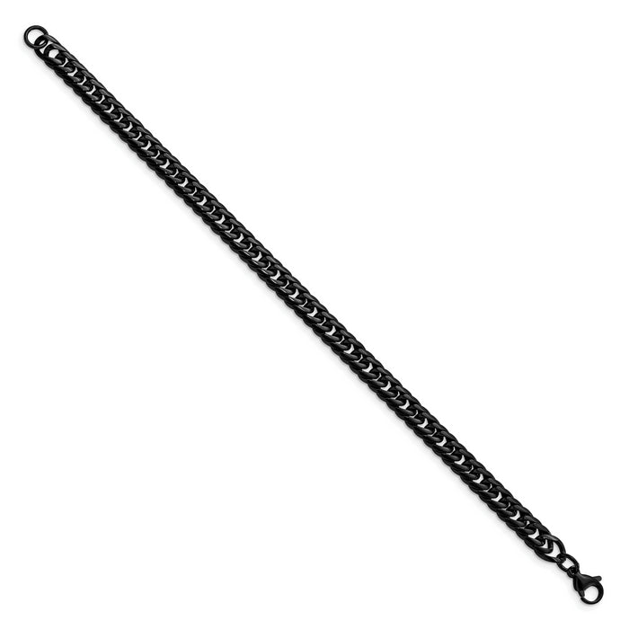 Chisel Brand Jewelry, Stainless Steel Polished Black IP-plated Curb Chain Men's Bracelet