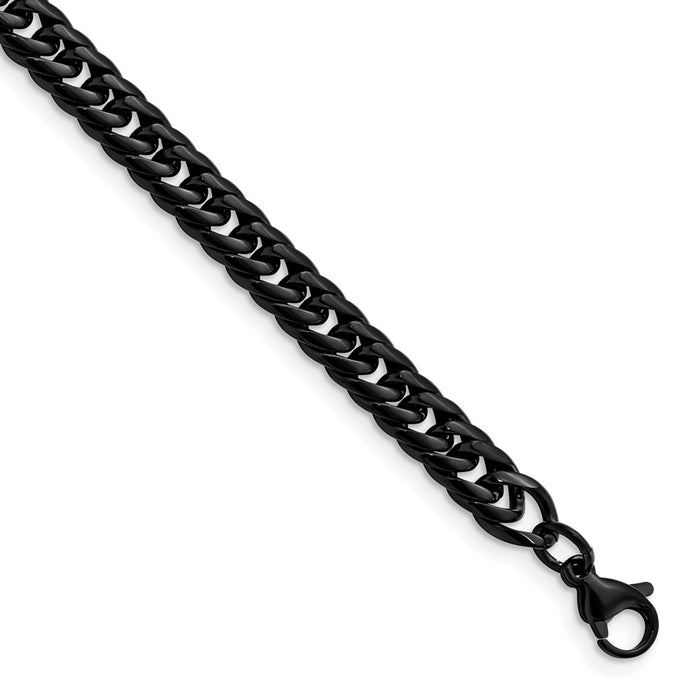 Chisel Brand Jewelry, Stainless Steel Polished Black IP-plated Curb Chain Men's Bracelet