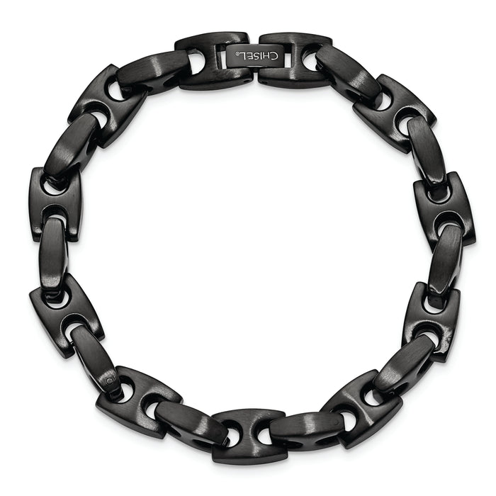 Chisel Brand Jewelry, Stainless Steel Brushed Black IP Link Men's Bracelet