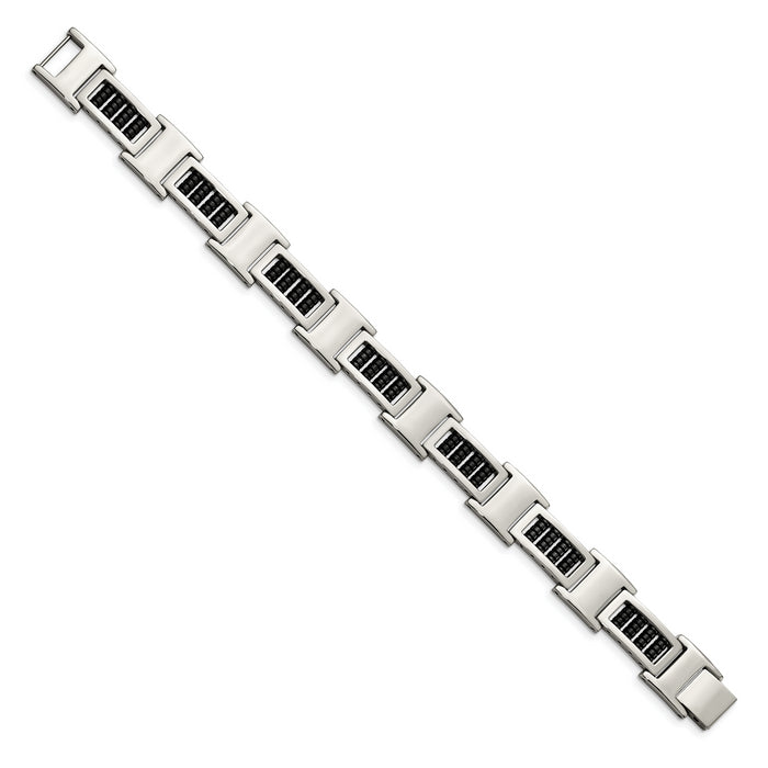 Chisel Brand Jewelry, Stainless Steel Polished Black IP Link Men's Bracelet