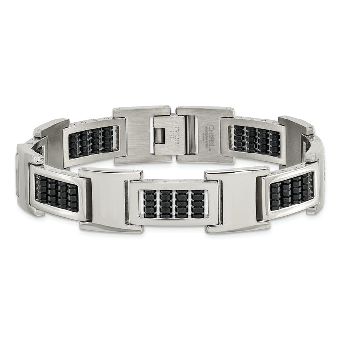 Chisel Brand Jewelry, Stainless Steel Polished Black IP Link Men's Bracelet