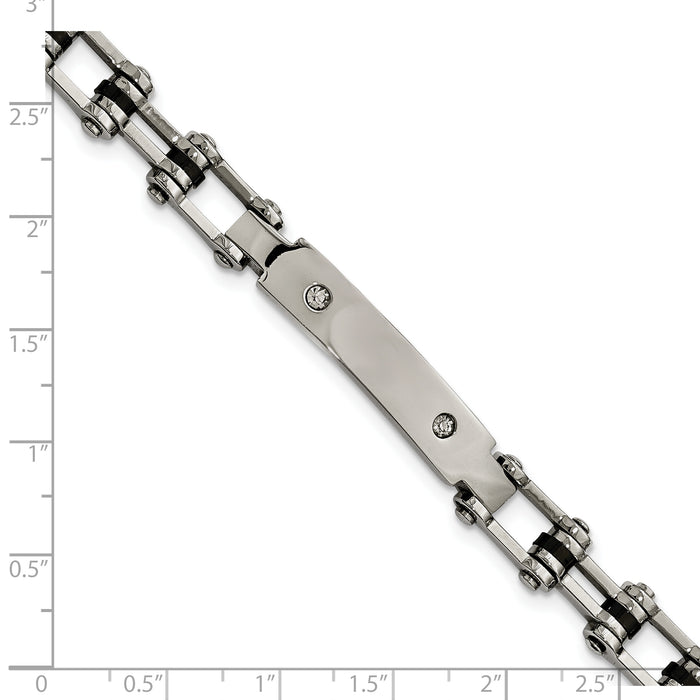 Chisel Brand Jewelry, Stainless Steel Polished Black IP-plated CZ Men's Bracelet