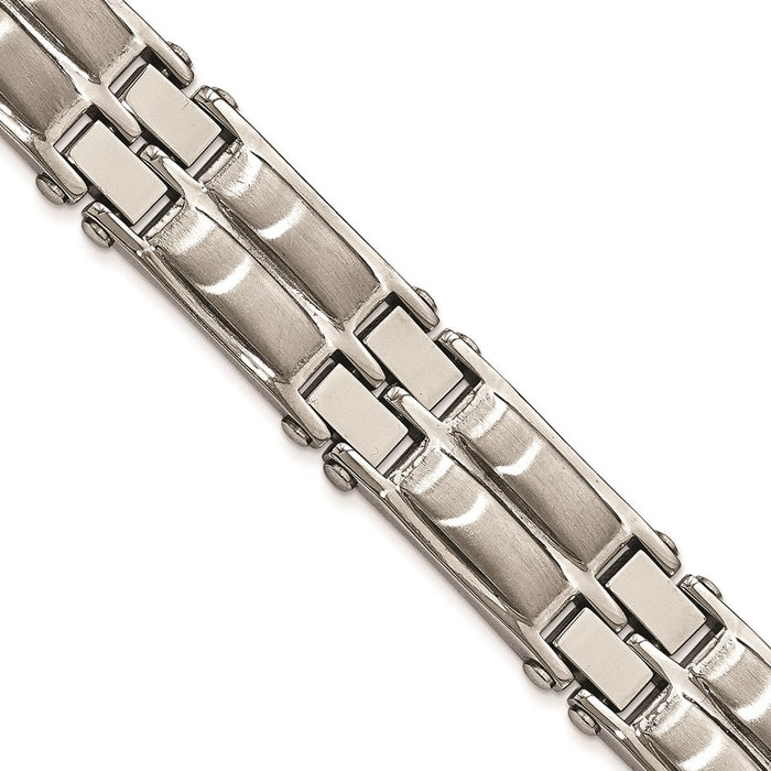 Chisel Brand Jewelry, Stainless Steel Polished and Brushed 8.5in Link Men's Bracelet