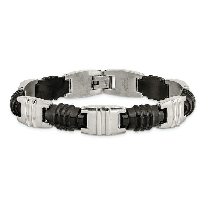 Chisel Brand Jewelry, Stainless Steel Brushed and Polished Black IP Link Men's Bracelet