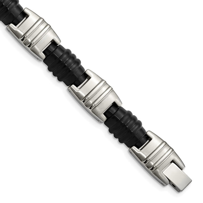 Chisel Brand Jewelry, Stainless Steel Brushed and Polished Black IP Link Men's Bracelet