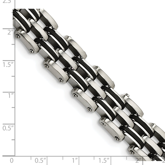 Chisel Brand Jewelry, Stainless Steel Black Rubber 9in Men's Bracelet