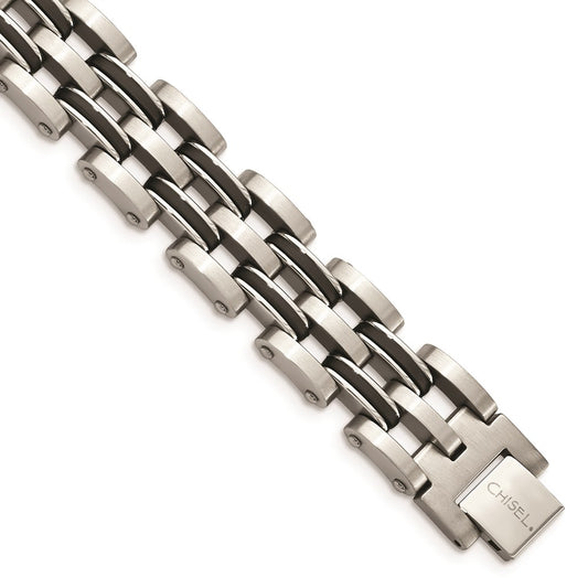 Chisel Brand Jewelry, Stainless Steel Black Rubber 9in Men's Bracelet