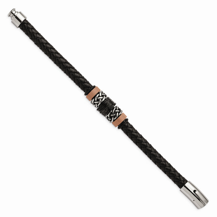 Chisel Brand Jewelry, Stainless Steel Polished/Antiqued Black IP Brown IP Black Rubber Black Leather Br