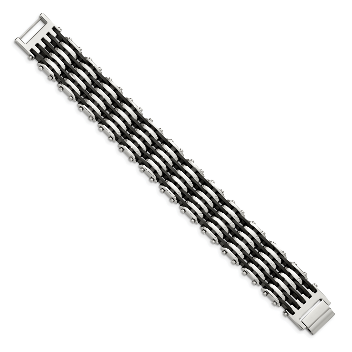 Chisel Brand Jewelry, Stainless Steel Black Rubber 8.5in Men's Bracelet