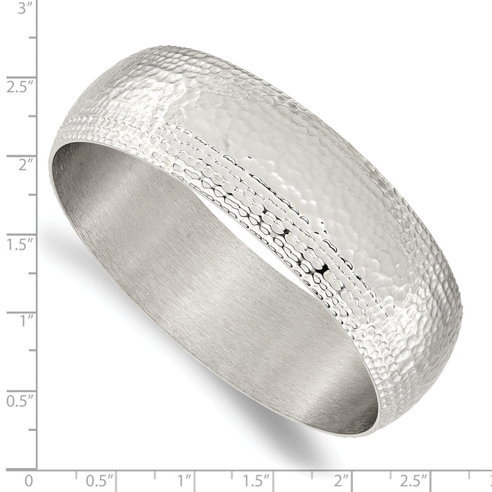 Chisel Brand Jewelry, Stainless Steel Polished and Brushed Hammered Bangle