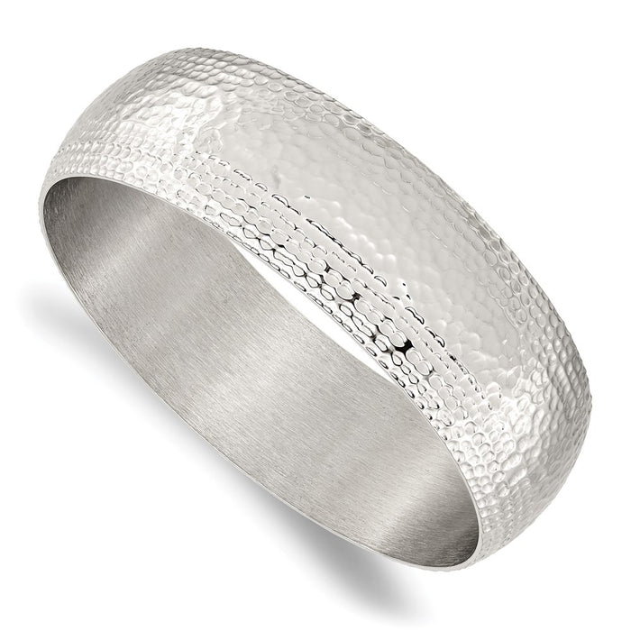 Chisel Brand Jewelry, Stainless Steel Polished and Brushed Hammered Bangle