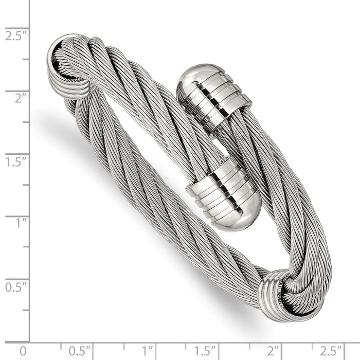 Chisel Brand Jewelry, Stainless Steel Polished Adjustable Twist Wire Cuff Bangle