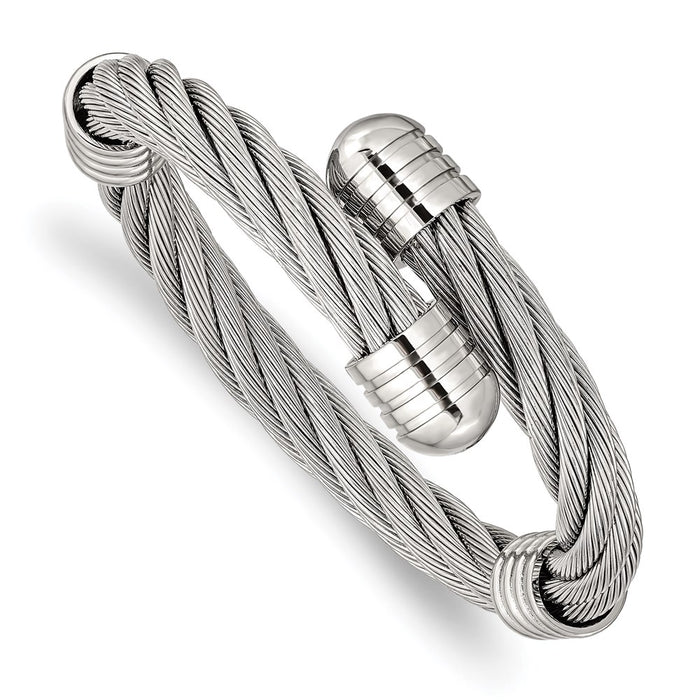 Chisel Brand Jewelry, Stainless Steel Polished Adjustable Twist Wire Cuff Bangle