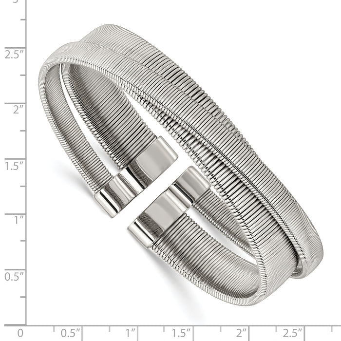 Chisel Brand Jewelry, Stainless Steel Polished and Textured Moveable Cuff Bangle