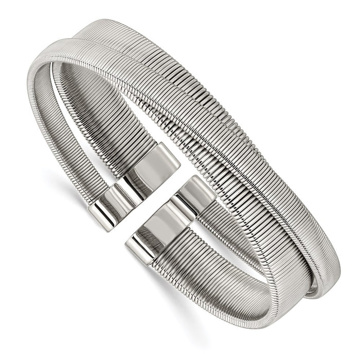 Chisel Brand Jewelry, Stainless Steel Polished and Textured Moveable Cuff Bangle