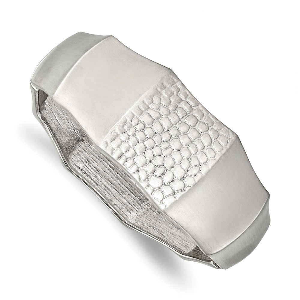 Chisel Brand Jewelry, Stainless Steel Brushed and Textured Hinged Bangle