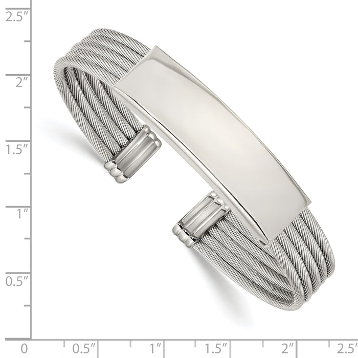 Chisel Brand Jewelry, Stainless Steel Polished and Textured Engraveable Cuff Bangle