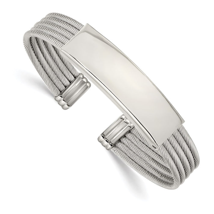 Chisel Brand Jewelry, Stainless Steel Polished and Textured Engraveable Cuff Bangle