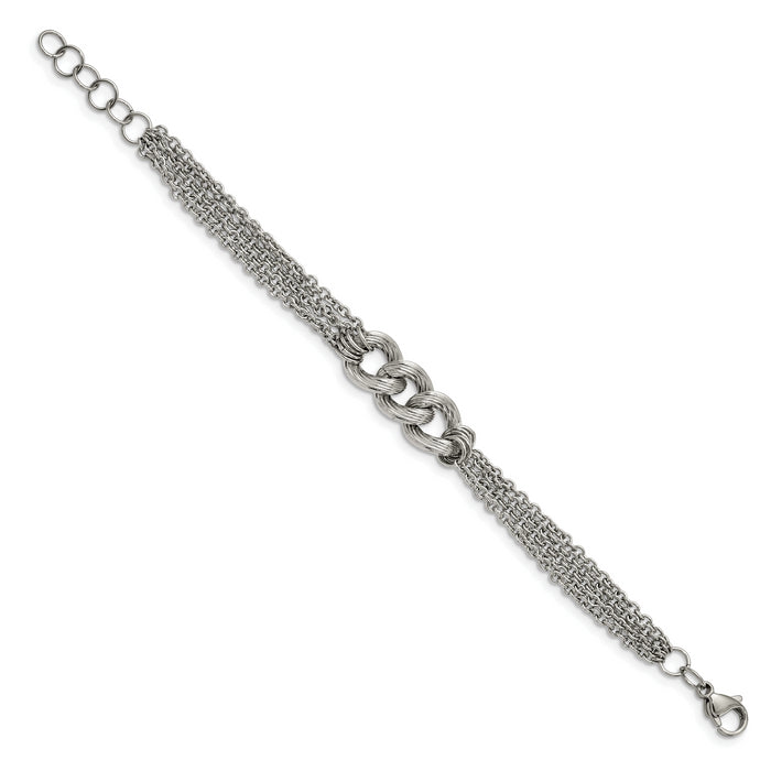 Chisel Brand Jewelry, Stainless Steel Oval Chain with 1in ext. Bracelet