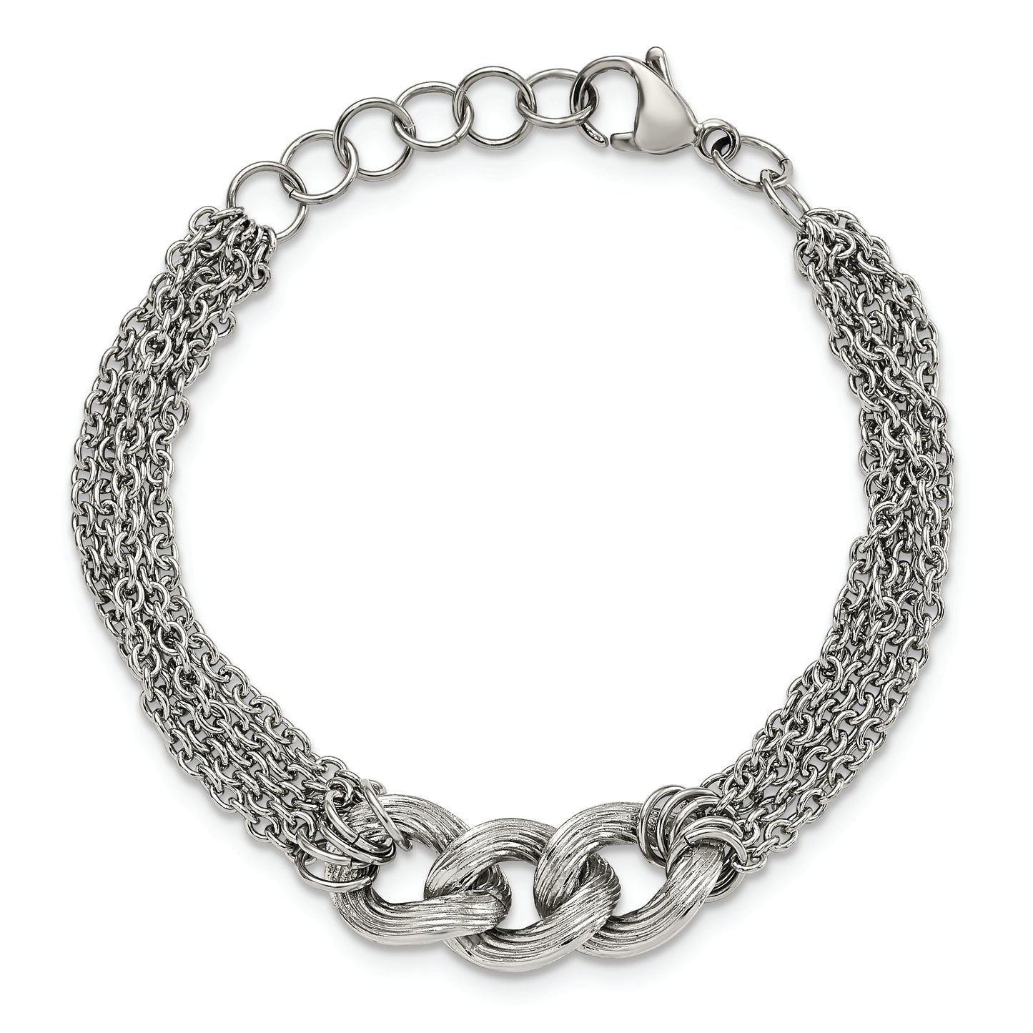 Chisel Brand Jewelry, Stainless Steel Oval Chain with 1in ext. Bracelet