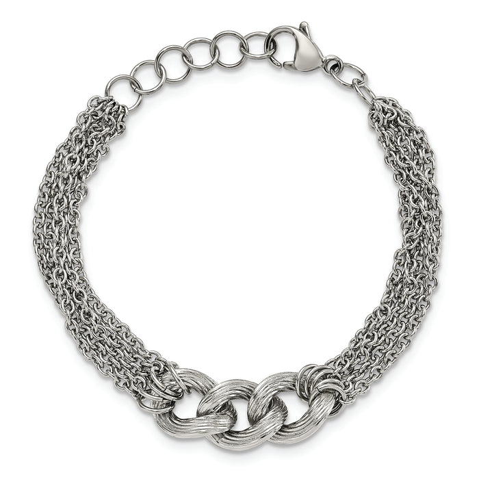 Chisel Brand Jewelry, Stainless Steel Oval Chain with 1in ext. Bracelet