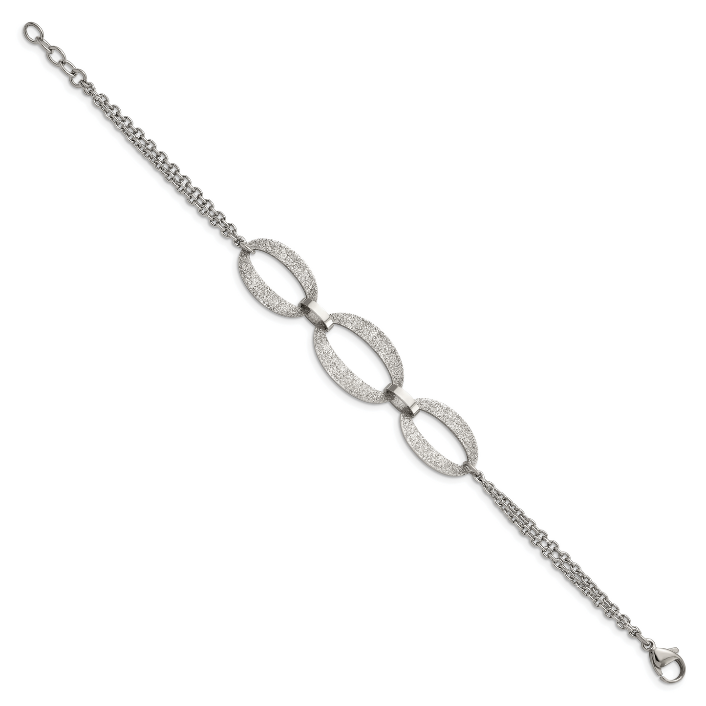 Chisel Brand Jewelry, Stainless Steel Polished Laser Cut with .5in ext. Bracelet