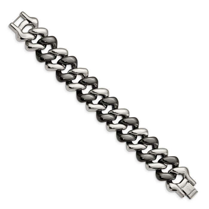 Chisel Brand Jewelry, Stainless Steel And Black Ceramic Polished Bracelet