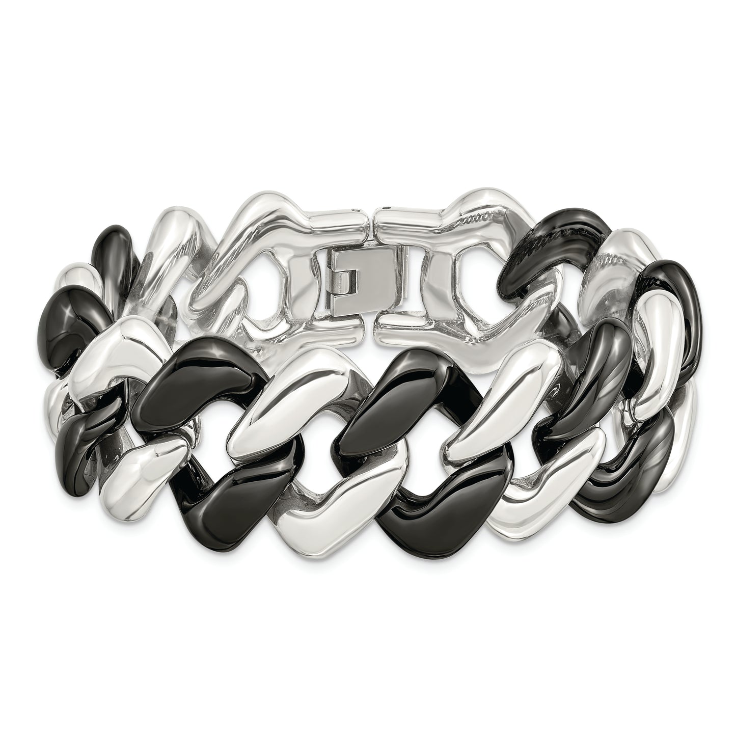 Chisel Brand Jewelry, Stainless Steel And Black Ceramic Polished Bracelet