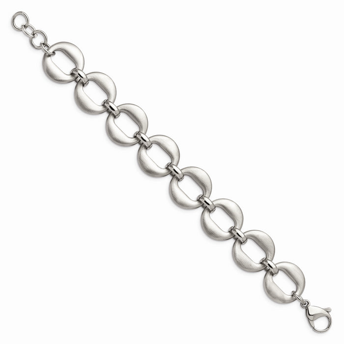 Chisel Brand Jewelry, Stainless Steel Polished and Brushed with .7in ext. Bracelet